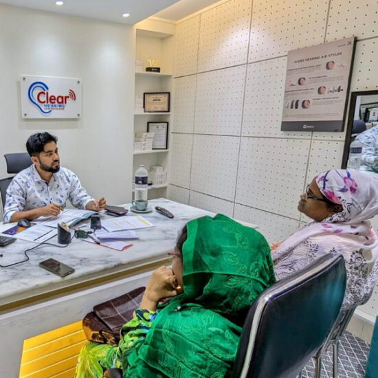 Hearing aid support for a mother