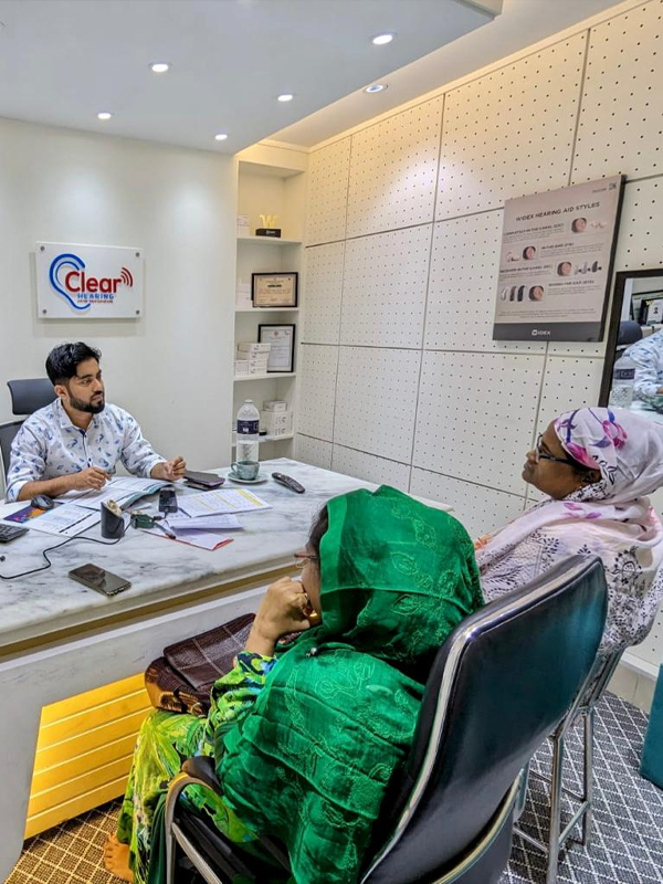 Hearing aid support for a mother